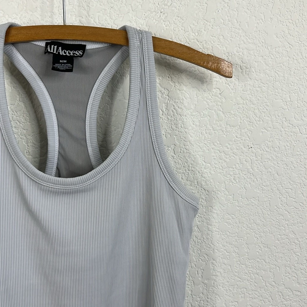 ALL ACCESS Session Ribbed Racerback Light Gray Tank Top REVOLVE BANDIER - Picture 2 of 6